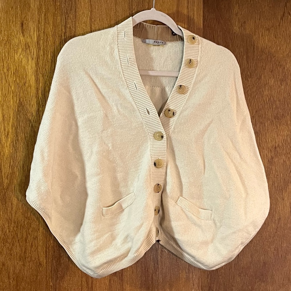 PORTS 1961 Wool Sweater Cape in Cream Sz OS